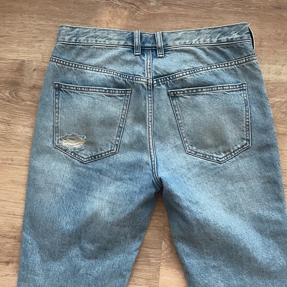 We The Free by Free People Good Luck Distressed Mid Rise Jeans Raw Hem Sz 27 - Picture 7 of 7